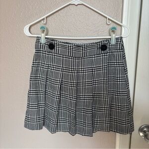 Topshop Black White Houndstooth Pleated Mini Skirt Women 6 Y2K Academia Preppy